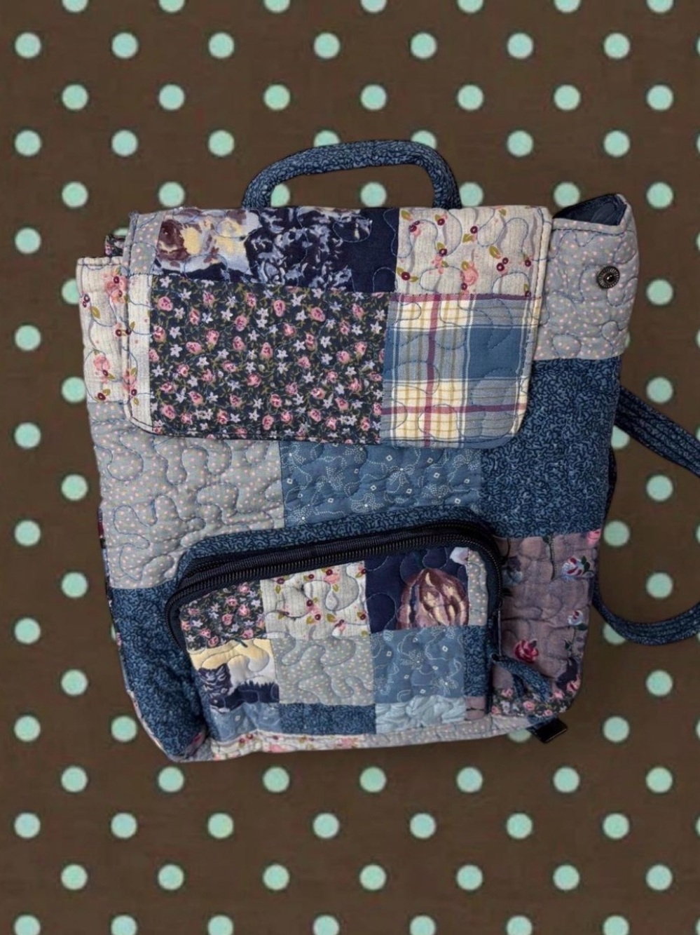 Quilted Patchwork Blue Multi Women's Backpack - Donna sharp
